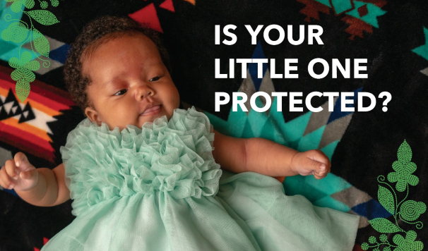 Is Your Little One Protected Folded Postcard 1-203-0220 Cropped