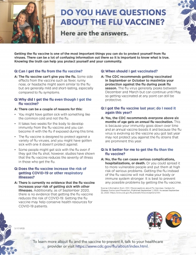 Do You Have Questions About the Flu Vaccine Here Are the Answers 3-117-0920 Full Page